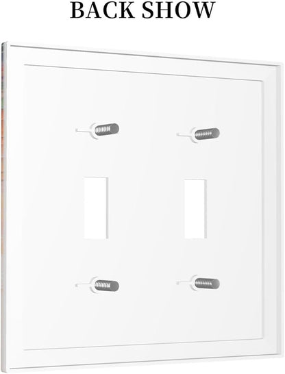 Colorful Wildflower Wisteria Cascade Floral Flower Decorative Switch Plates 2 Gang Double Toggle Outlet Light Switch Cover Wall Plate Electrical Faceplate for Bedroom Living Room Decor
