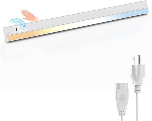 Ensenior 32 Inch Hand Wave LED Under Cabinet Lighting Plug in or Hardwired with Dimmable 5CCT CRI 90+ 2.4G Wireless Sync, Under Counter Lights with for Kitchen, 120V, 18W 1100LM