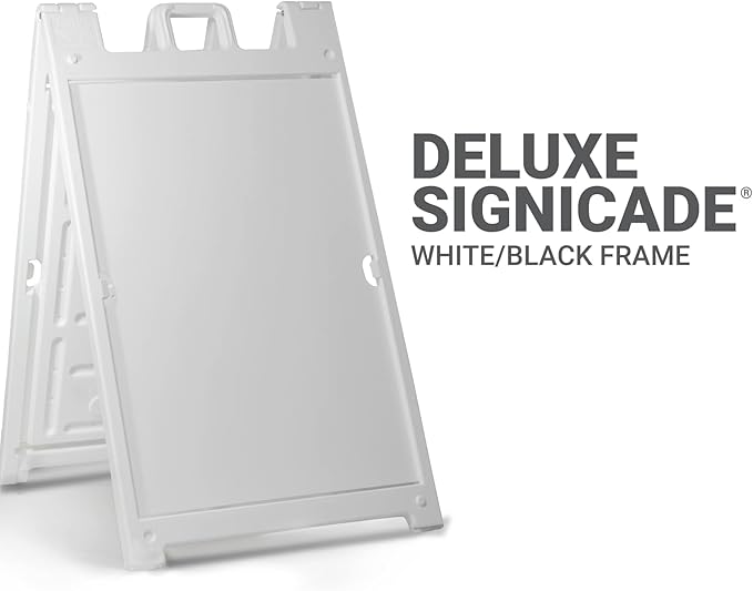 GotPrint Custom A-Frame Sign | 24"x36" Design Your Own Sign Add Text/Image/Logo | Signicade Outdoor Sandwich Board with Deluxe Stand, White
