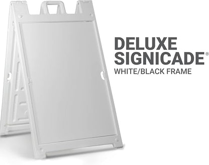 GotPrint Custom A-Frame Sign | 24"x36" Design Your Own Sign Add Text/Image/Logo | Signicade Outdoor Sandwich Board with Deluxe Stand, White