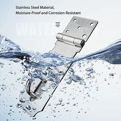 Door Hasp Padlock Latch, 4 Inch Stainless Steel Safety Clasp Hasp Lock Latch, Extra Thick Door Gate Lock Hasp with Screws, Brushed Finish 2 Pack