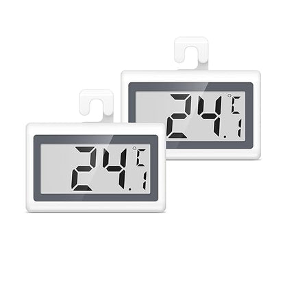 JXTZ Fridge Freezer Thermometer, 2 Pack Digital Refrigerator Thermometer, LCD Display Fridge Temperature Thermometer with Low Temperature Reminder, 3 Mounting Methods, °C/°F Switch, for Home Office