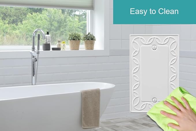 Single Blank Light Switch Cover NovaBloom Metal Wall Plate, 4-Pack White 1 Gang, Light Switch Cover Outlet Cover Decorative Wallplate, Durable
