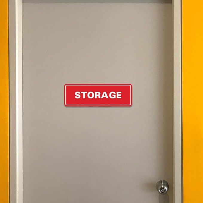 Standard STORAGE Door/Wall Sign - Black/Silver - Large (10 Pack)