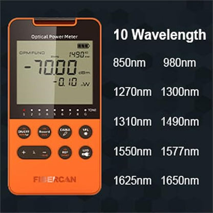 Optical Power Meter -50~+30dbm Built-in 10mW Visual Fault Locator Portable Optical Cable Tester Network Tools with RJ45 Remote