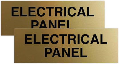 All Quality Basic Electrical Panel Sign - Fire Regulation Safety Compliance Sign - Brushed Gold - Medium (2 Pack)