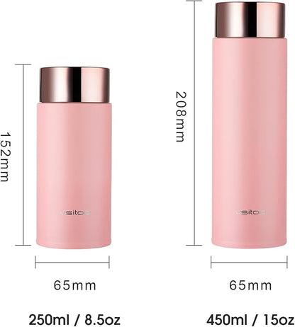 Vsitoo Smart self cleaning Insulated Water Bottle, 8.5oz Stainless Steel Vacuum Flask, AI Self-Clean, 30-Day Battery Life, BPA-Free, Magnetic Charging, Portable Travel Mug Gifts for Men Women, Pink