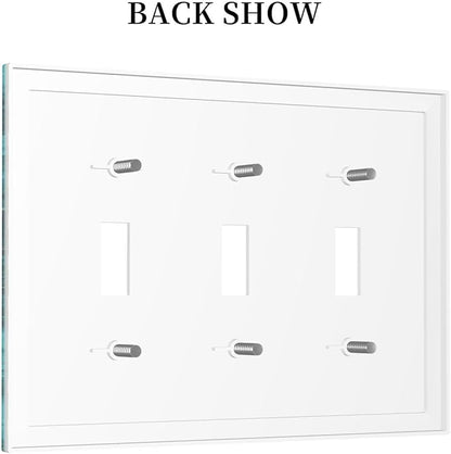 Decorative Light Switch Plate Covers Modern Abstract Turquoise Blue Marble Texture 3 Gang Artistic Wall Plate Unique Triple Toggle Light Switch Covers for Bathroom Home Decor