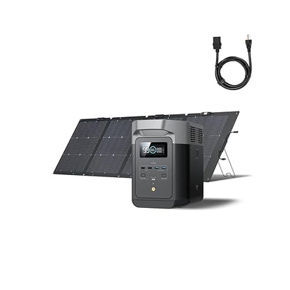 EF ECOFLOW Solar Generator DELTA 2 with 220W Solar Panel, LiFePO4 Battery,1800W AC/100W USB-C Output, Portable Power Station for Home Backup Power, Camping & RVs (AC Cable Included)
