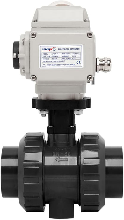 Unox 24V DC Electric Actuated Ø90 (3") U-PVC Ball Valve, Motorized Ball Valve For Water - PN16