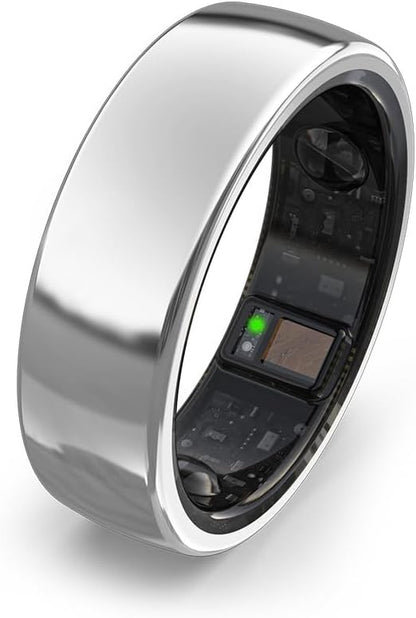aaboRing Smart Ring, Men, Women, Track Heart Rate, Fitness, Activity, Sleep Stress Monitoring, Step Count, Up to 7 Days of Battery Life, Titanium, No App Subscription, Silver 11