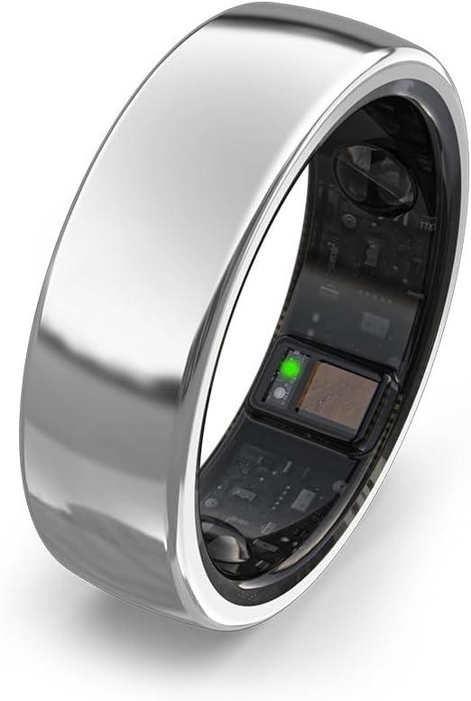 aabo aaboRing Smart Ring, Men, Women, Track Heart Rate, Fitness, Activity, Sleep Stress Monitoring, Step Count, Up to 7 Days of Battery Life, Titanium, No App Subscription, Silver 8