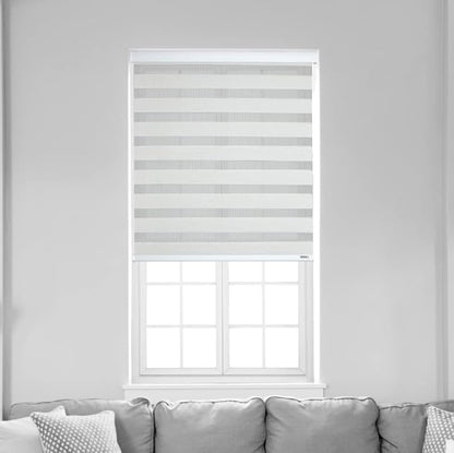 Shadesu Cordless Zebra Blinds for Windows, Dual Layer Free-Stop Zebra Shades, Light Control for Day and Night, Sheer Blinds for Indoor Windows, Bedroom, Kitchen Custom Made