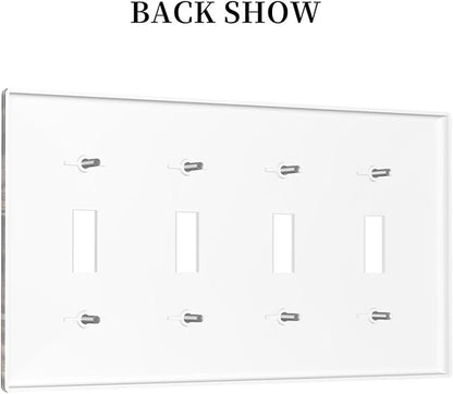 Light Switch Covers Rustic Brown Wood Pattern Splice Plank Quad Toggle Electrical Faceplate 4 Gang Wall Plate Decorative Switch Plates For Farmhouse Cabin Decor
