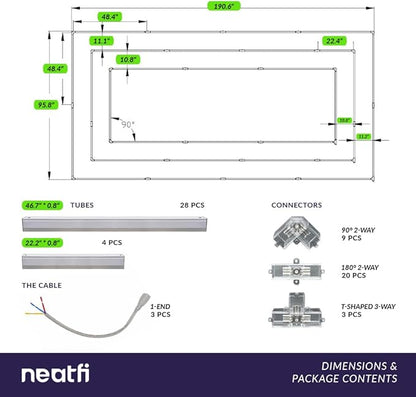 Neatfi LED Bright Garage Light, 52,800 Lumens, Ceiling Lighting for Auto Shops, Car Detailing, Gym, Basement, Warehouse, Barber and Beauty Salons (Cool White, 3 Rectangles with Hanging Kit)