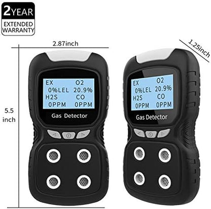 Portable Gas Detector, Gas Clip 4 Gas Monitor Meter Tester Analyzer, Rechargeable LCD Display Sound Light Shock Air Quality Tester, 2 Year Detector…