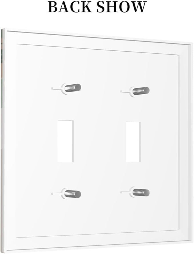Decorative Light Switch Plate Covers Boho Mid Century Arch Green Leaves 2 Gang Light Switch Cover Plate Double Toggle Wall Plate Outlet Covers for Bedroom Home Decor（2 Pack）