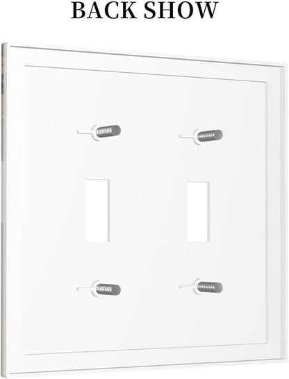 Decorative Light Switch Plate Covers Boho Mid Century Arch Green Leaves 2 Gang Light Switch Cover Plate Double Toggle Wall Plate Outlet Covers for Bedroom Home Decor（2 Pack）