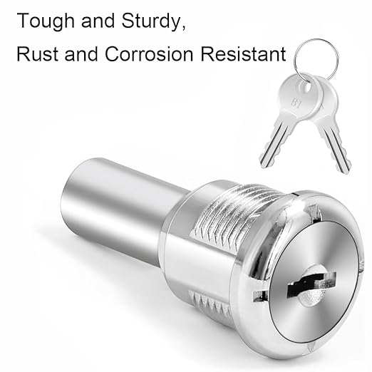 1 Set Vending Machine Cylinder Lock (1 Lock + 2 Keys), Silver Metal Tubular Lock for Gumball/Candy/Capsule Toy Machines & Storage Units