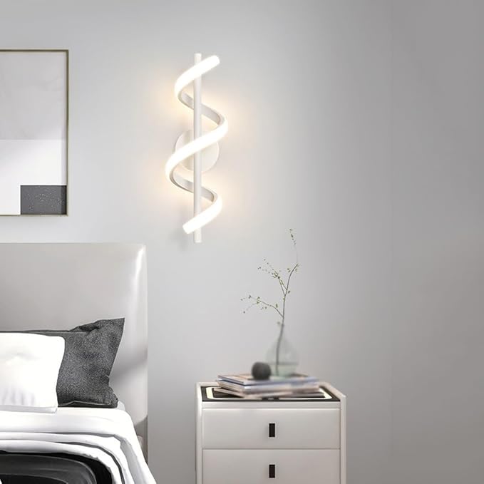 Modern LED Spiral Wall Sconce Minimalist Dimmable Sconce Lighting Fixture Tri-Color Dimmable Wall Lamps for Bedroom Living Room Hallway Decor