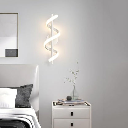 Modern LED Spiral Wall Sconce Minimalist Dimmable Sconce Lighting Fixture Tri-Color Dimmable Wall Lamps for Bedroom Living Room Hallway Decor