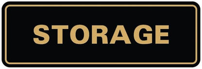 Standard STORAGE Door/Wall Sign - Black/Gold - Small (1 Pack)