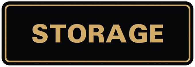 Standard STORAGE Door/Wall Sign - Black/Gold - Medium (1 Pack)