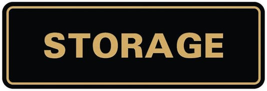 Standard STORAGE Door/Wall Sign - Black/Gold - Medium (1 Pack)