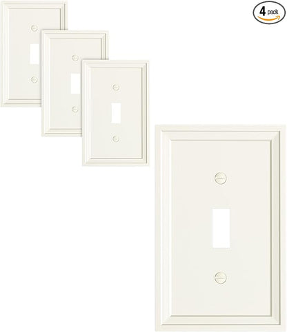 4-Pack Single Toggle Light Switch Covers Wall Plate, Light Almond Decorative Switch Plate Covers, 1 Gang Natural Bamboo Fiber Wall Plate, Corrosion Resistant