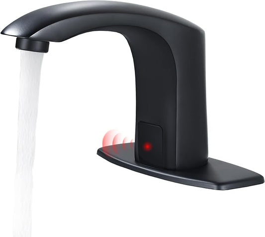 Gangang Automatic Sensor Touchless Bathroom Sink Faucet with Hole Cover Plate and Water Mixer Valve