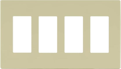 LIDER Matte Finish Decorator Switch Cover, Screwless Wall Plate, Mid-Size 4-Gang 4.88" x 8.58", Unbreakable Polycarbonate Thermoplastic, UL Listed, LSWP-34M-I, Ivory