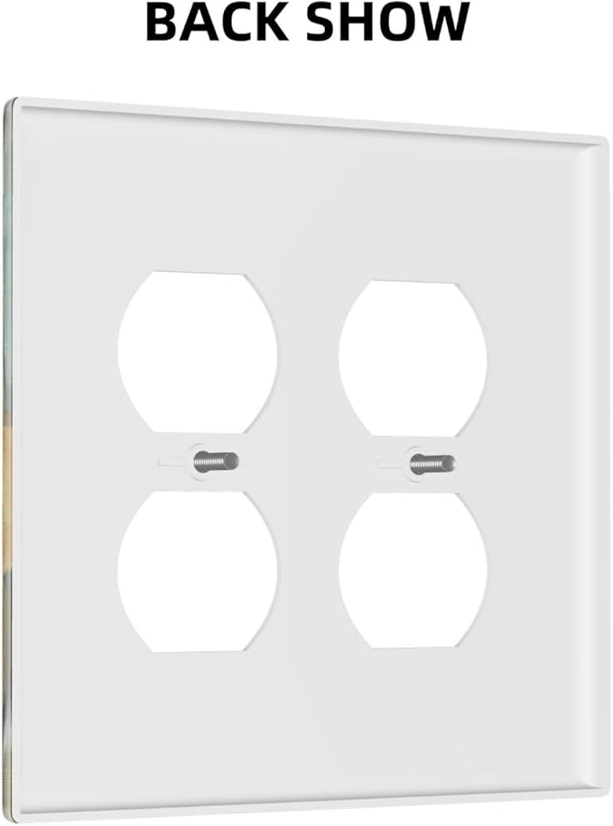 Funny Cat Retro Abstract Flowers Kitten Outlet Covers 2 Gang Double Duplex Decorative Light Switch Covers Electrical Wallplates Socket Faceplate For Kids Room Bed Room Decor