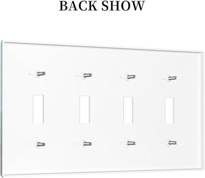 Green Forests And Birds Sun Woodland Light Switch Covers Quad Toggle 4 Gang Wall Plate Decorative Switch Plates Electrical Faceplate for Bedroom Bathroom Decor