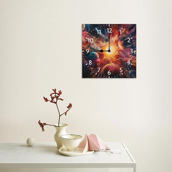 10 in Cosmic Connection -268 Wood Wall Clock – Digital Time Display, Smart Home Compatible for Bedside or Workspace