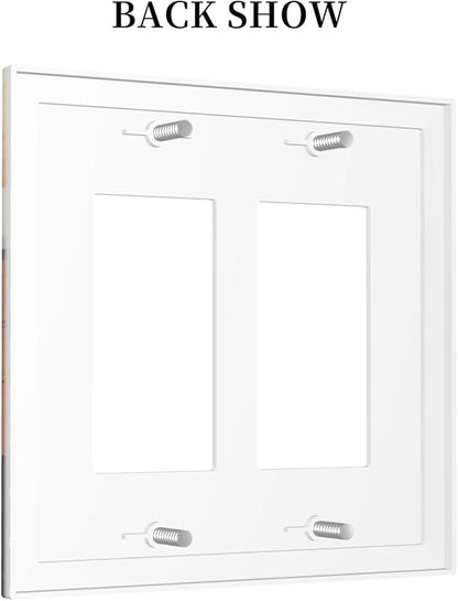Sun Forest Deer Snow Mountain River Decorative Outlet Covers 2 Gang Double Gfci Rocker Electrical Wall Panels Light Switch Cover Plate For Bed Room Living Room Decor