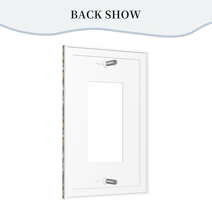Decorative Outlet Covers Rustic Green Leaf White Daisy Yellow Floral 1 Gang Rocker Light Switch Cover Plate Single Decora Light Switch Covers Wall Plate Faceplate for Bedroom Home Decor