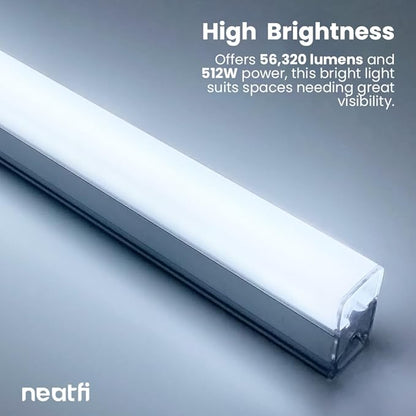 Neatfi LED Garage Lights, 56,320 Lumens, 6500K, 512W, Ultra-Bright Ceiling Lighting for Auto Shops, Car Detailing, Barber Shop, Beauty Salon, Warehouse, Basement, and Gym (Diamond Grid, White)