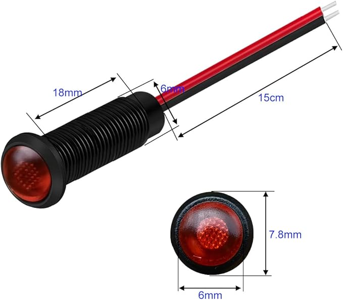 10pcs LED Plastic Indicator Pilot Light 110VAC Mounting Hole Size 6mm(Red)