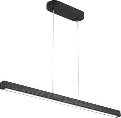 47" Black Linear Pendant Light Wooden Led Linear Pendant Light Fixtures Ceiling Hanging Dimmable Pendant Lights for Dining Room Kitchen Island Pool Table Lights Black Wood Finish