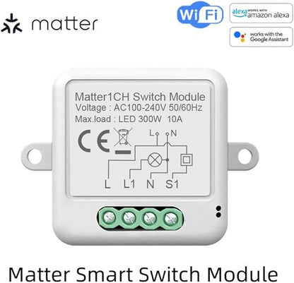 1CH Matter Mini Smart WiFi Switch Module DIY Smart Relay Switch Module 10A Switch for Smart Home Automation Compatible with Home Pod//Assistant/