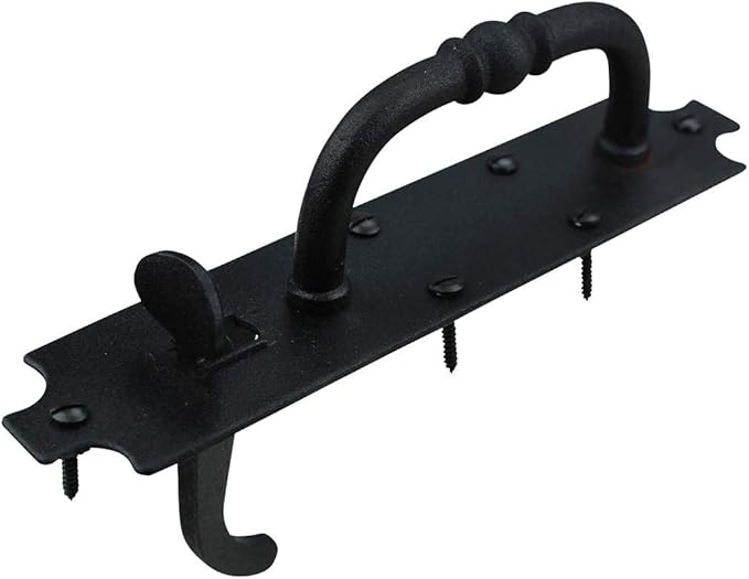 Renovators Supply Manufacturing Black Cast Iron Norfolk Door Latches Traditional Gate Or Door 8" Tall Thumb Latches Black Powder Coated Two Sided Gate Latch Locks with Mounting Hardware Pack of 6