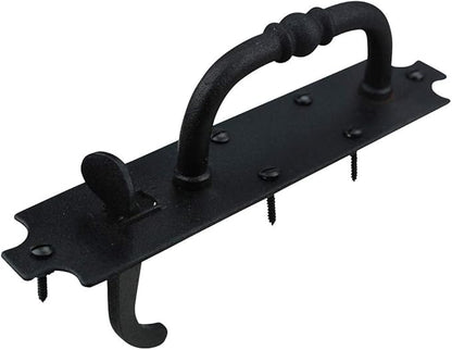 Renovators Supply Manufacturing Black Cast Iron Norfolk Door Latches Traditional Gate Or Door 8" Tall Thumb Latches Black Powder Coated Two Sided Gate Latch Locks with Mounting Hardware Pack of 6
