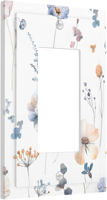 Wildflowers Plant Leaves Floral Berry Decorative Outlet Covers 1 Gang Single Rocker Light Switch Cover Plate Wall Plates GFCI Faceplate for Bed Room Living Room Decor