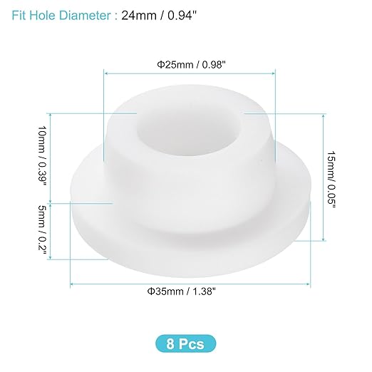 uxcell 8Pcs Silicone Hole Plug, Waterproof Round Rubber Stoppers Bottle Seal Plugs Tube Pipe End Caps for 24mm/0.94" Hole for Bathtub Bottle, White