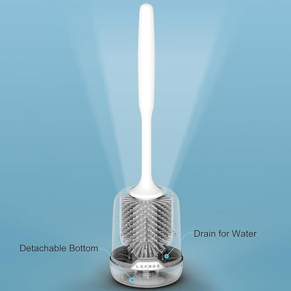 Lefree 2 Pack Silicone Toilet Brush Set with Ventilated Holder, Floor Standing & Wall Mounted Toilet Scrubber