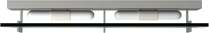 Hinkley Latitude Large Four Light Bath Vanity - Modern, Inside Etched Clear Glass Panel, Bulbs Included - Brushed Nickel Finish