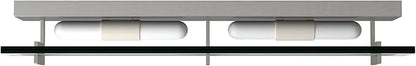 Hinkley Latitude Large Four Light Bath Vanity - Modern, Inside Etched Clear Glass Panel, Bulbs Included - Brushed Nickel Finish