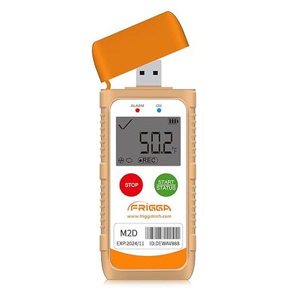 Frigga M2D Reusable Temperature Data Logger Multi-Use USB Digital Temperature Recorder 14400 Points High Accuracy Refrigerator Thermometer Logger PDF CSV Report