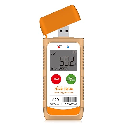 Frigga M2D Reusable Temperature Data Logger Multi-Use USB Digital Temperature Recorder 14400 Points High Accuracy Refrigerator Thermometer Logger PDF CSV Report