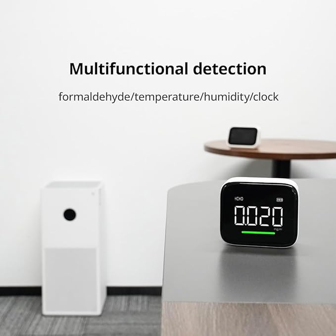 Formaldehyde Detector, Dual Platinum Sensor 0.001mg/m³ Accuracy, 4-in-1 Air Quality Monitor for HCHO/Hum/Temp with LED Display, USB-C Rechargeable for Office, Home, Nursery